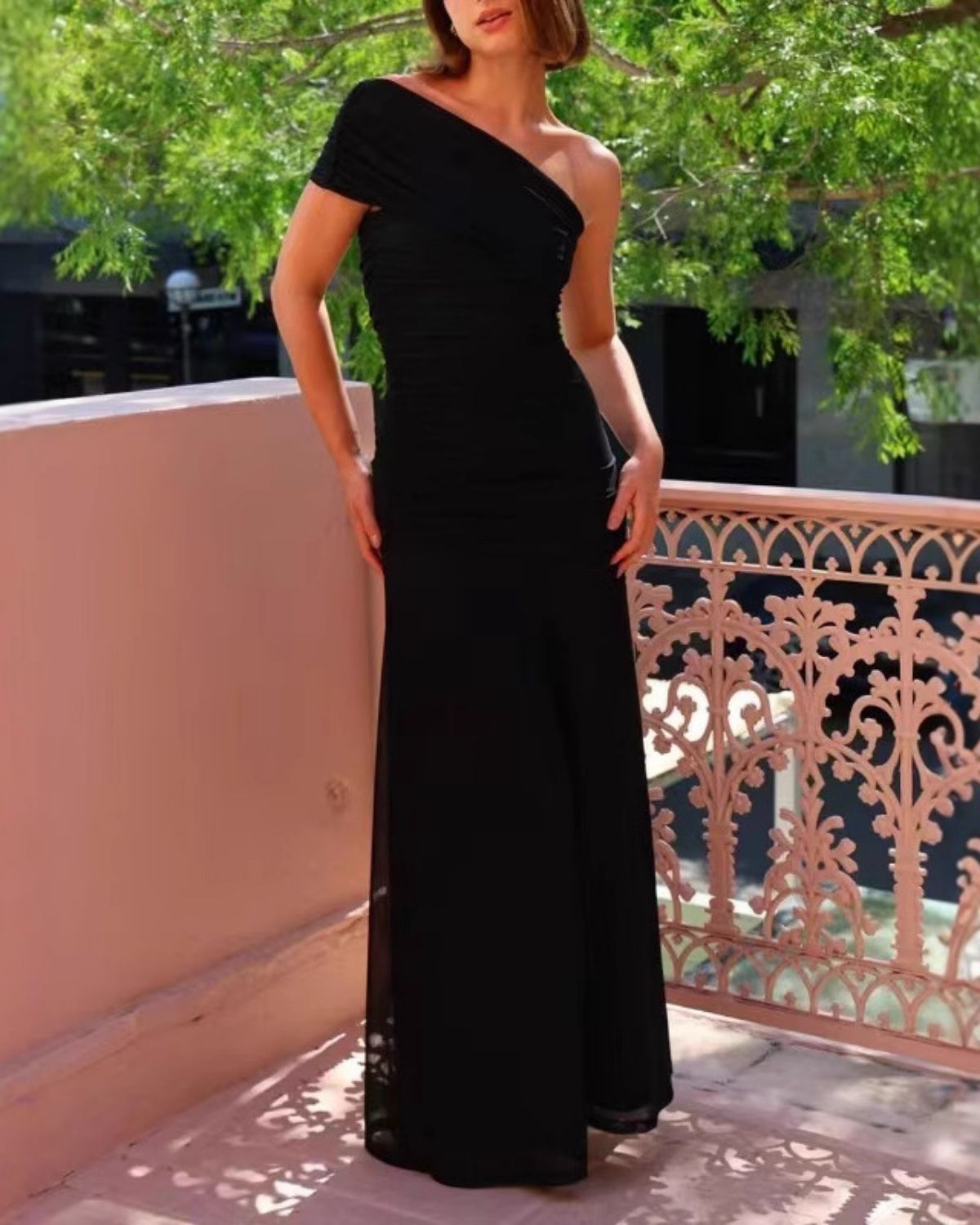 Ada - Flowy One-Shoulder Ruched Maxi Dress for Women