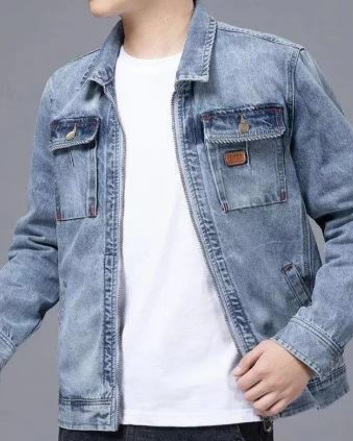 Archie - Casual Washed Zip Denim Jacket for Men