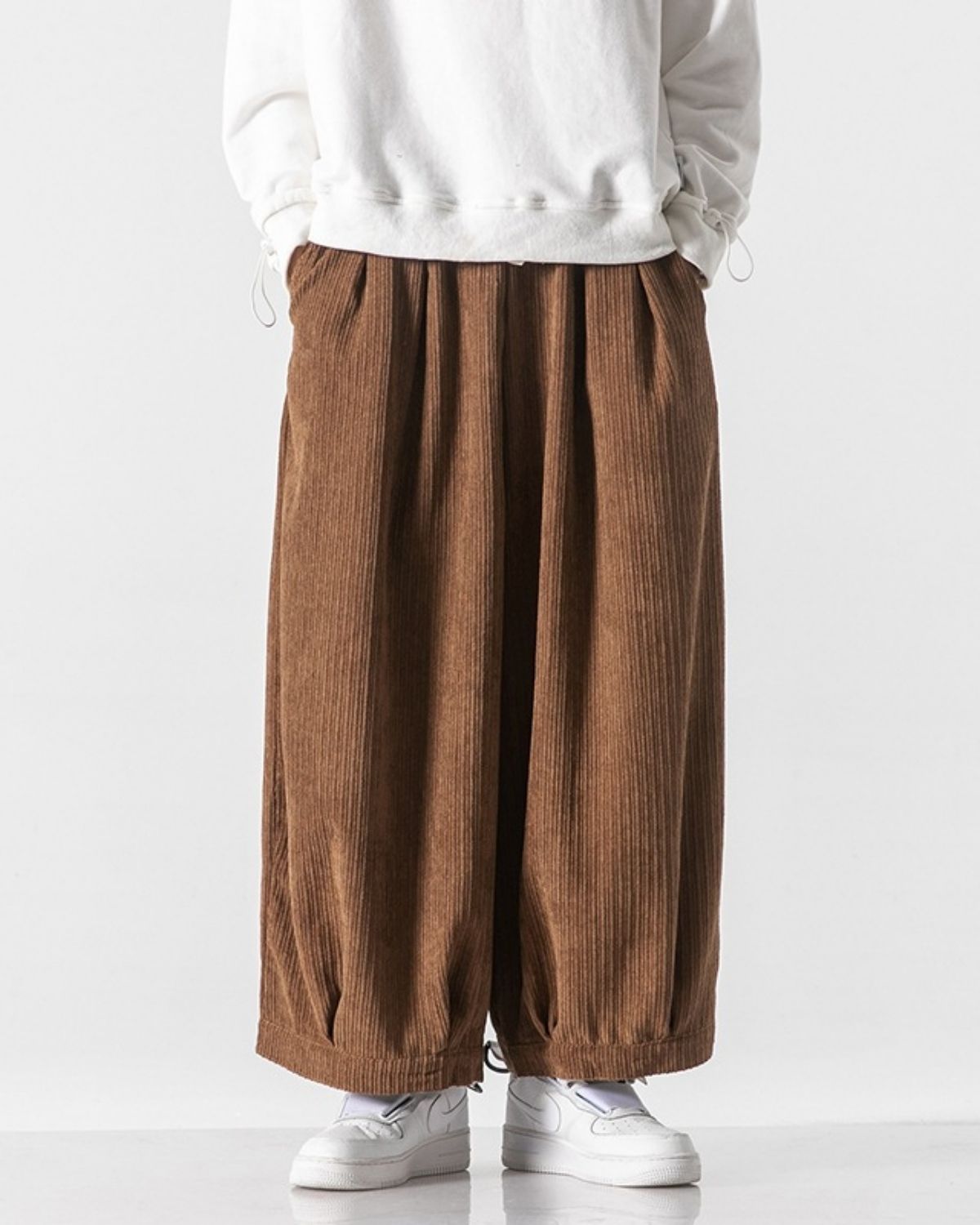 Akira - Relaxed Pleated Corduroy Trousers for Men