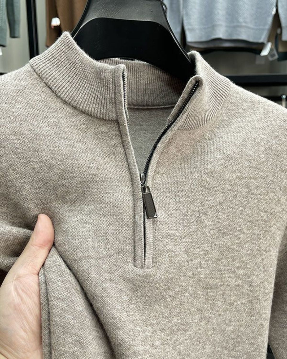 Sam - Classic Fit Half-Zip Knitted Jumper for Men