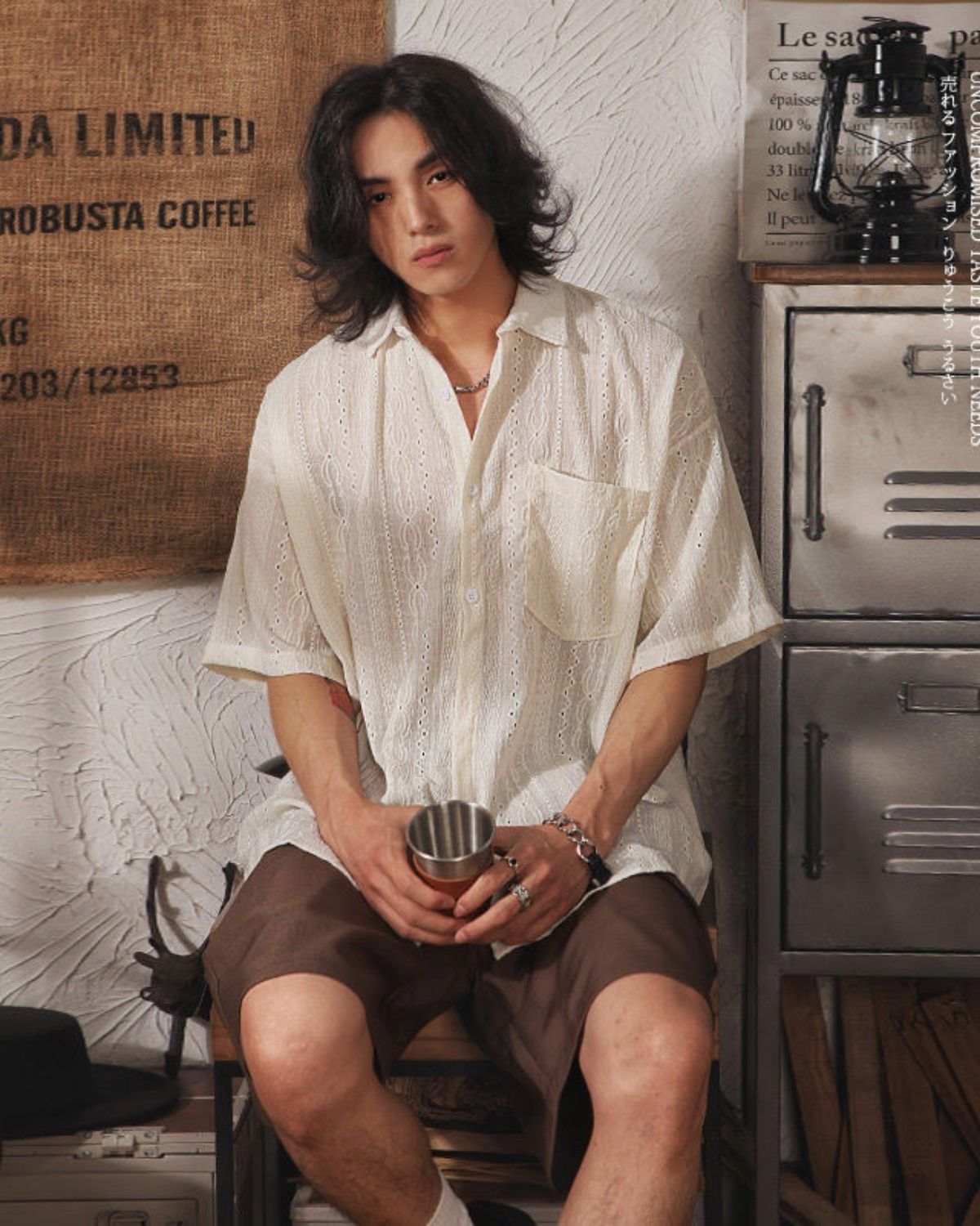 Bailey - Trendy Embroidered Oversized Short Sleeve Shirt for Men