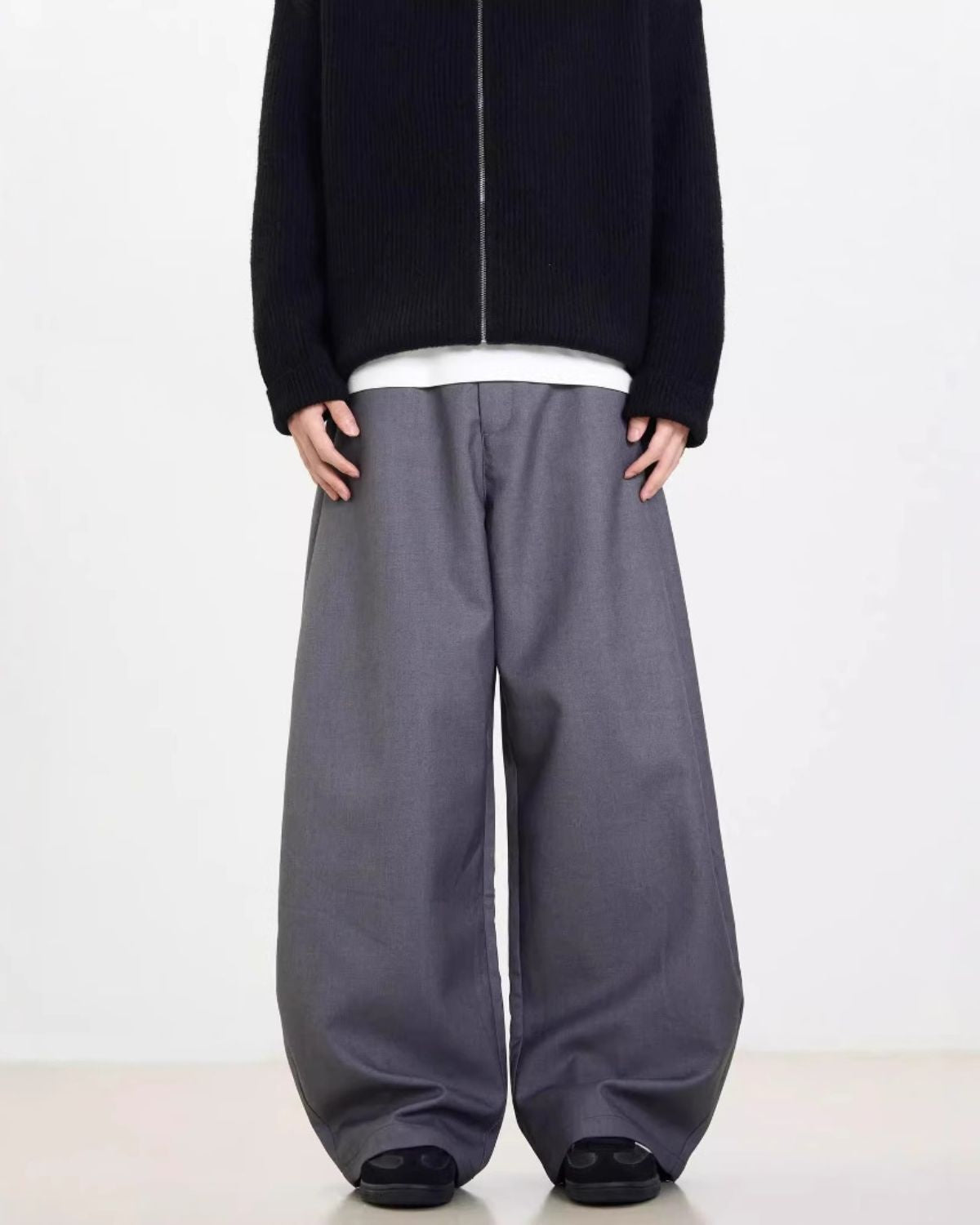 Aljur - Relaxed High-Waist Wide-Leg Trousers for Men