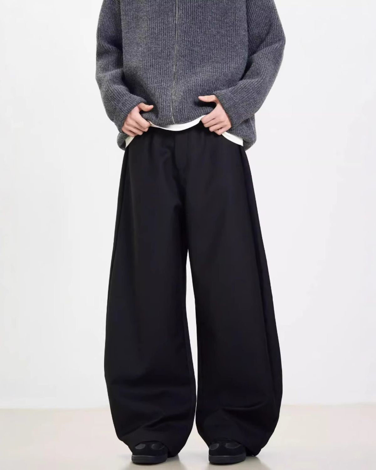 Aljur - Relaxed High-Waist Wide-Leg Trousers for Men