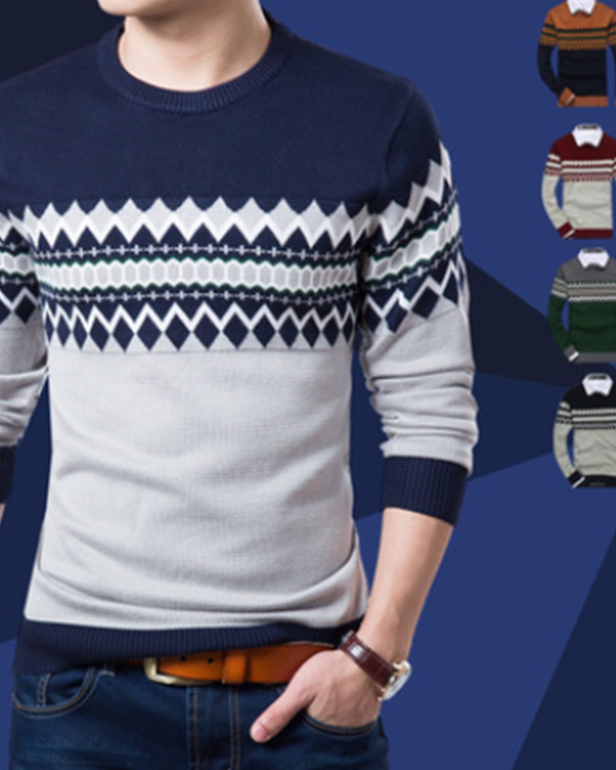 Clark - Casual Trendy Slim Round Sweater