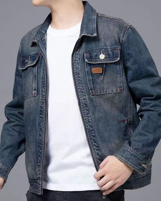 Archie - Casual Washed Zip Denim Jacket for Men