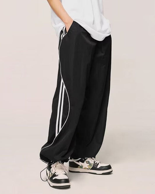 Ariel - Stylish Wide-Leg Striped Track Trousers for Men