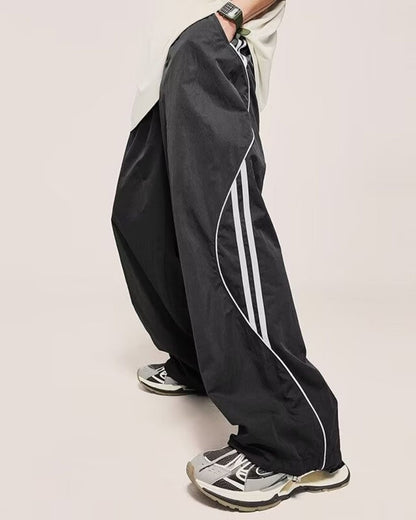 Ariel - Stylish Wide-Leg Striped Track Trousers for Men