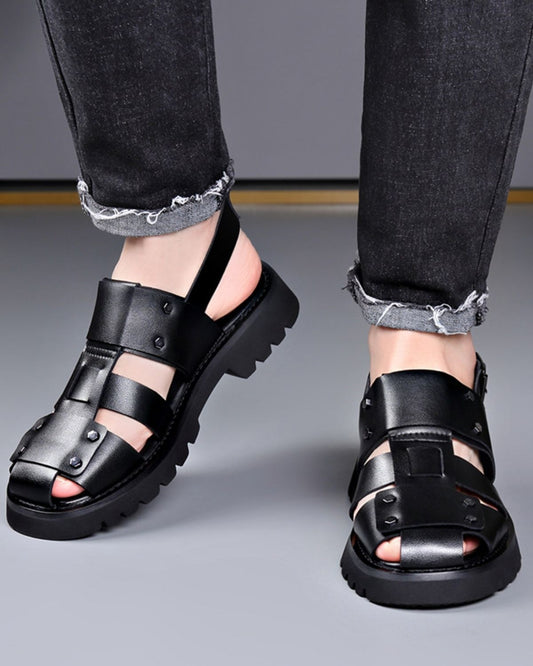 Abram - Stylish Black Strapped Sandals for Men