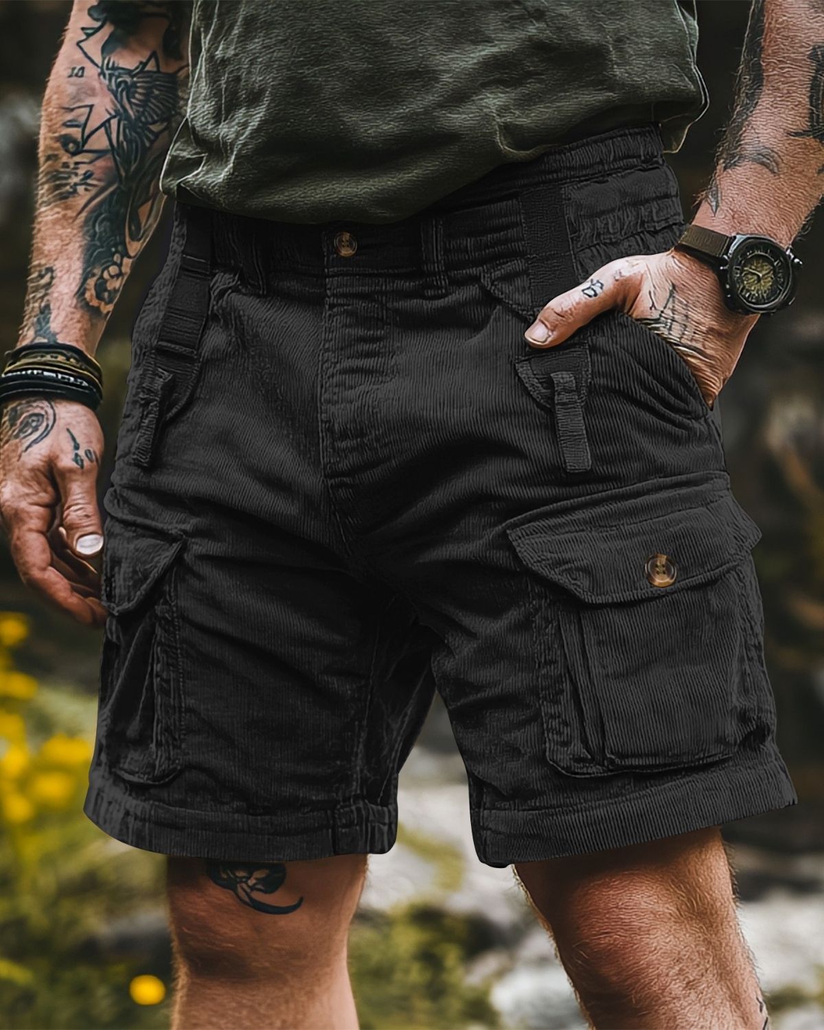 Arjo - Relaxed Corduroy Utility Cargo Shorts for Women