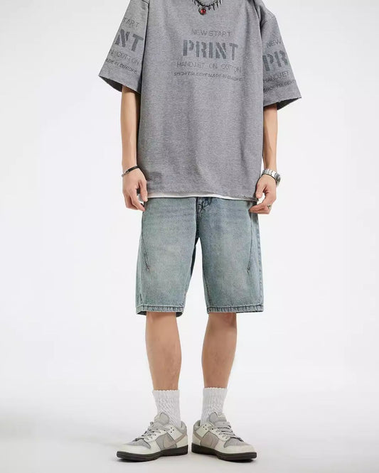 Arnel - Relaxed Loose Fit Light Denim Shorts for Men