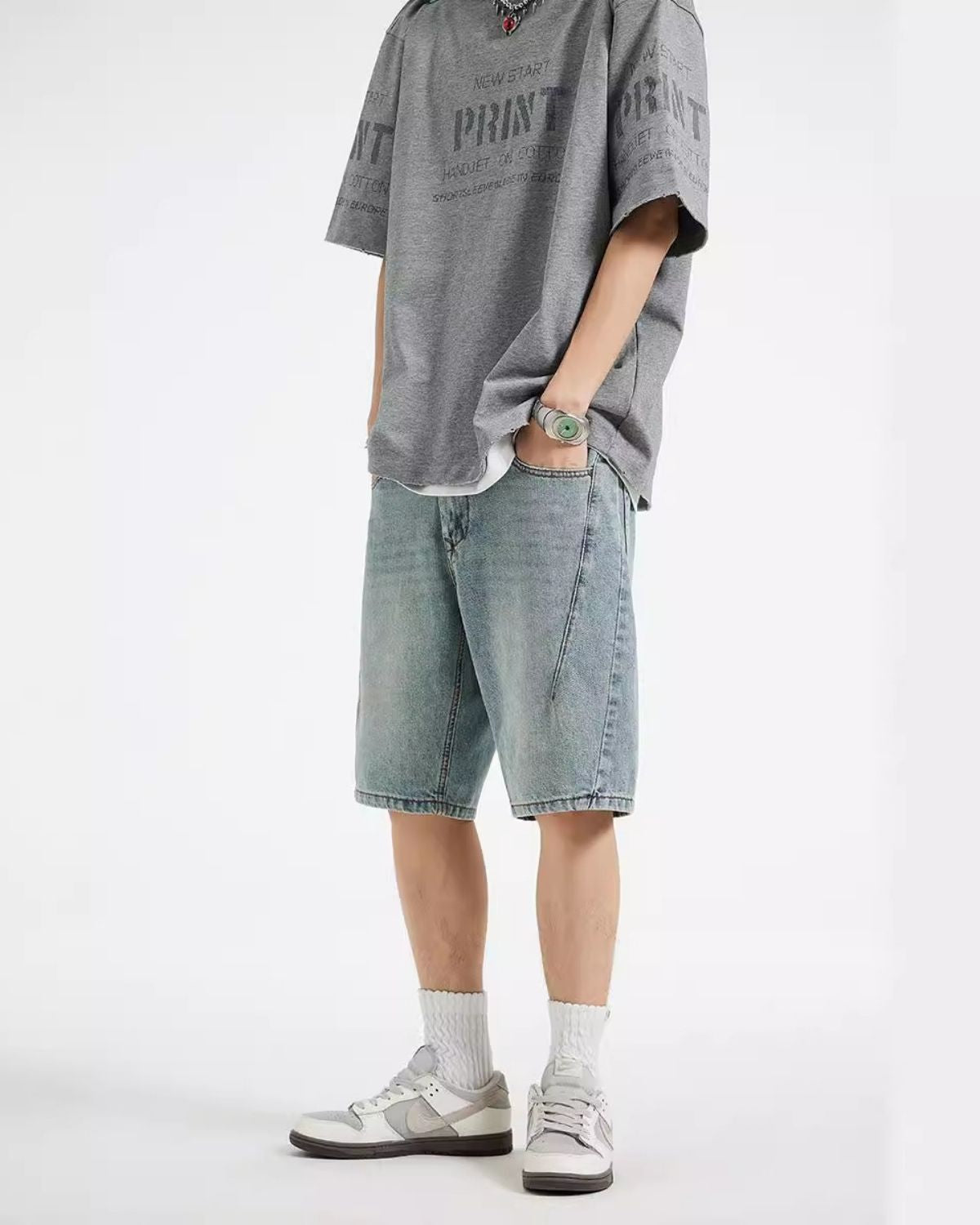 Arnel - Relaxed Loose Fit Light Denim Shorts for Men