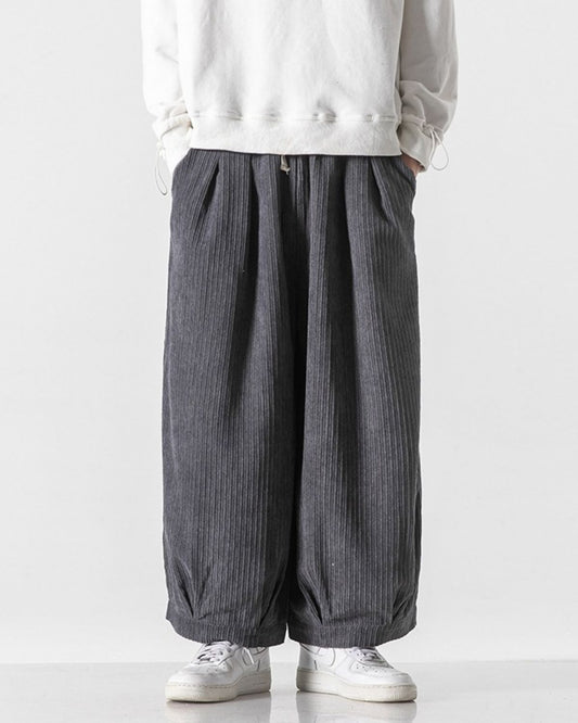 Akira - Relaxed Pleated Corduroy Trousers for Men