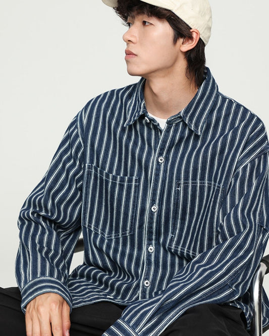 Joshua - Vintage Striped Corduroy Shirt for Men