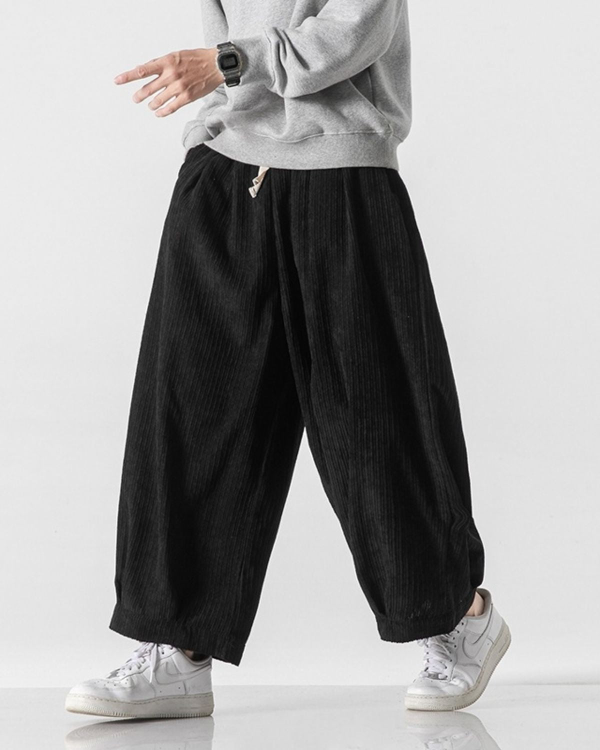 Akira - Relaxed Pleated Corduroy Trousers for Men