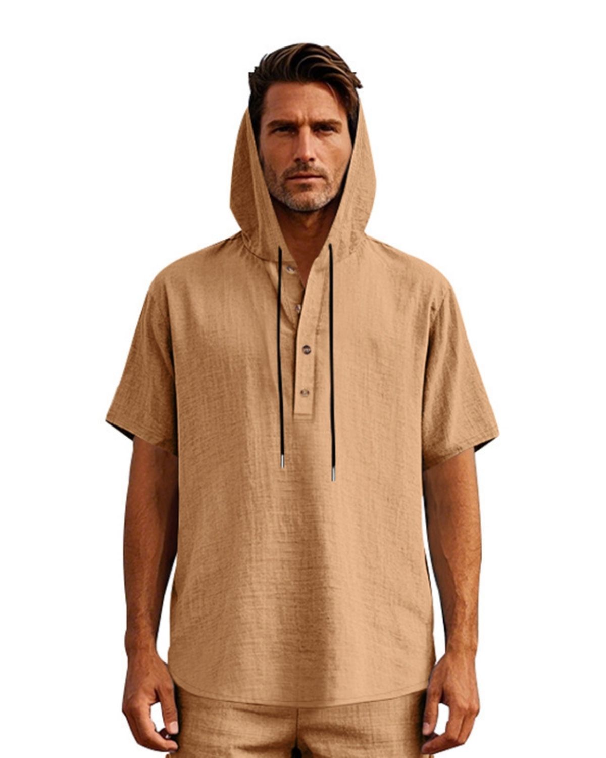 Arron - Classic Sage Green Linen Hooded Shirt for Men
