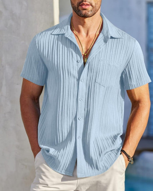 Levi - Breathable Ribbed Short-Sleeve Shirt for Men