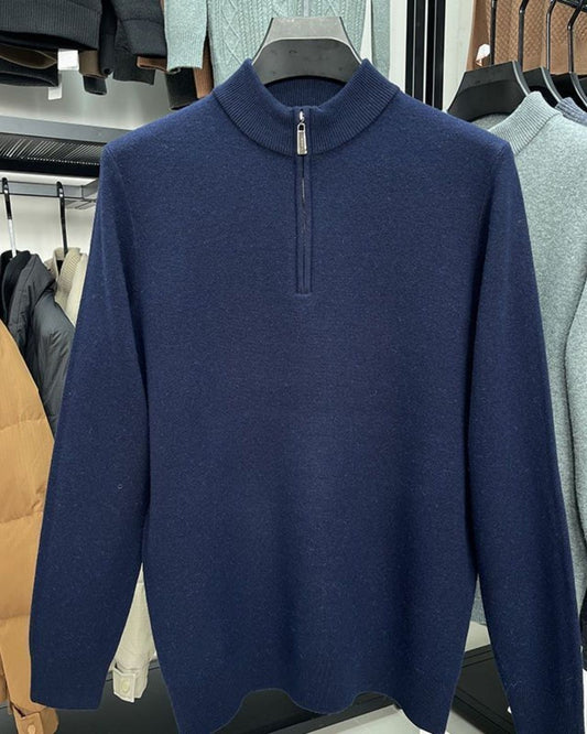Sam - Classic Fit Half-Zip Knitted Jumper for Men