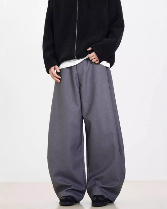 Aljur - Relaxed High-Waist Wide-Leg Trousers for Men