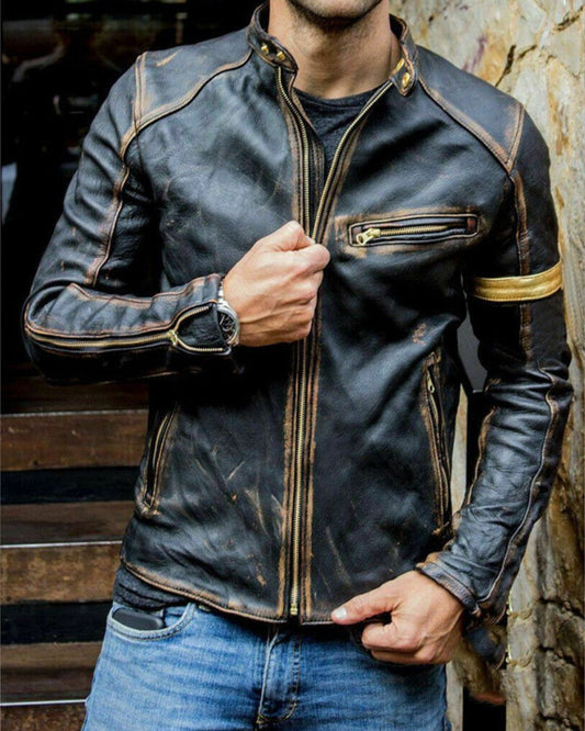 Zachary - Fashionable Leather Biker Jacket for Men