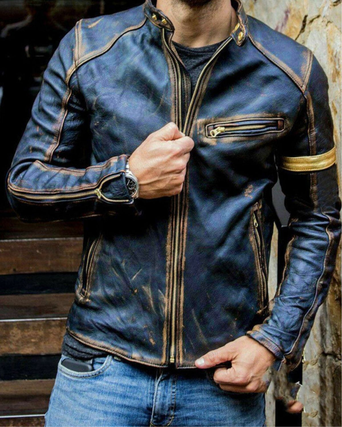 Zachary - Fashionable Leather Biker Jacket for Men
