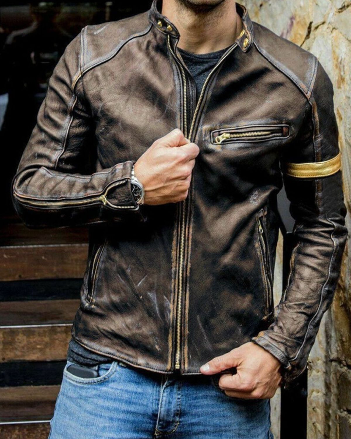 Zachary - Fashionable Leather Biker Jacket for Men