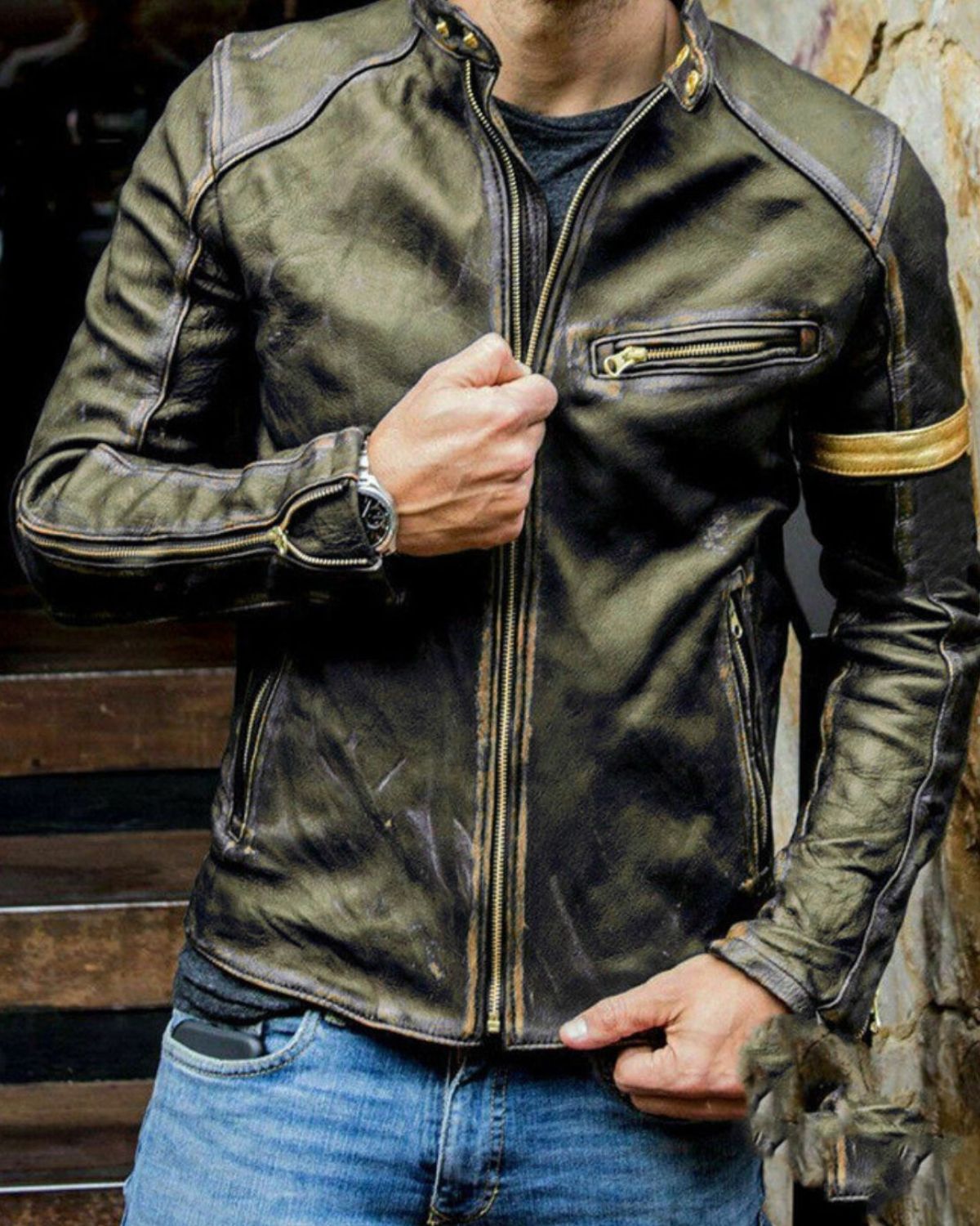 Zachary - Fashionable Leather Biker Jacket for Men